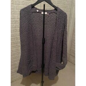 ADORA Gray‎ Popcorn Knit Open Front Cardigan Cozy Comfy Casual Layer
